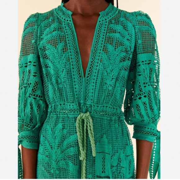 FARM Rio Green Morada Boa Guipure Lace Maxi Dress - Picture 2 of 16